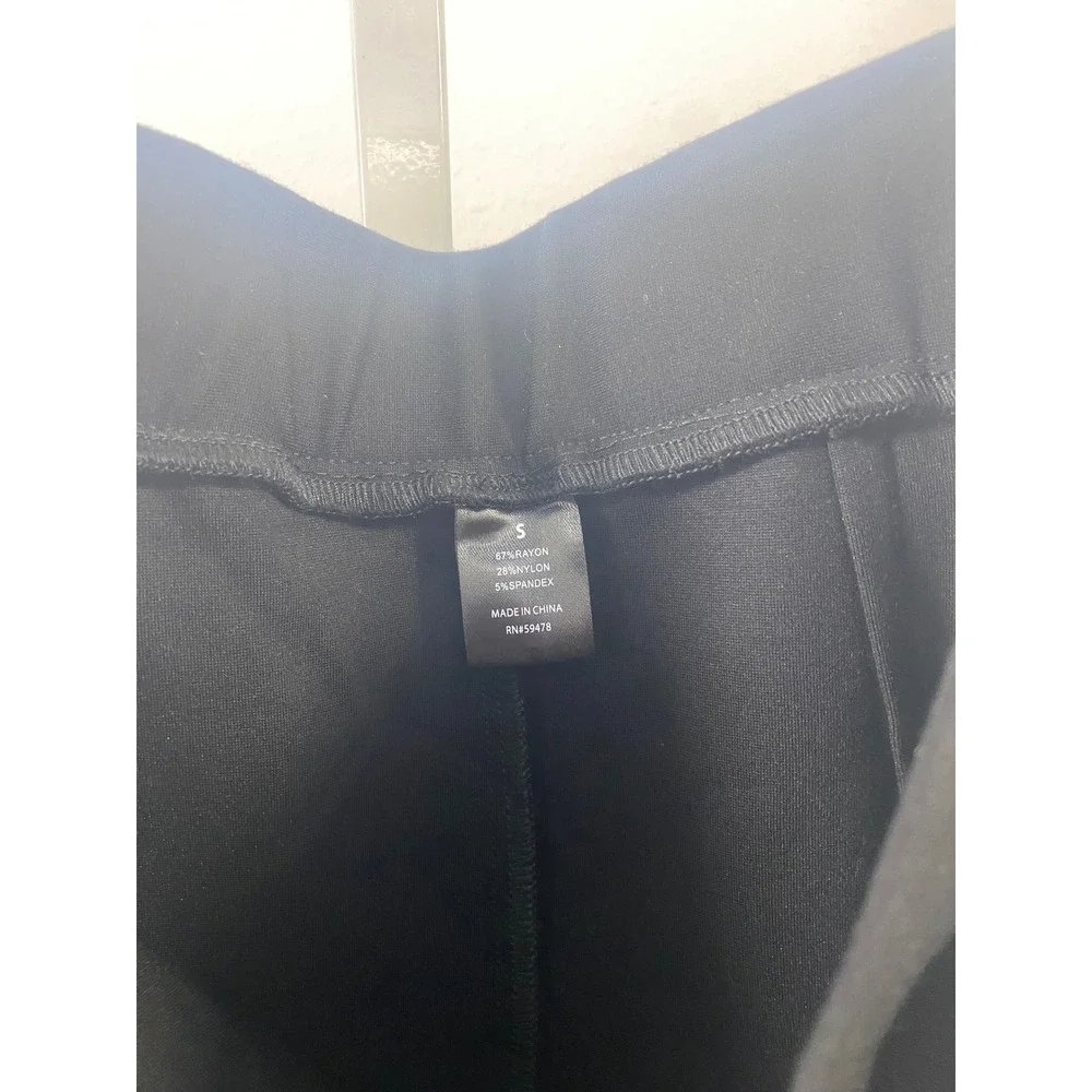 Black Ponte Knit‎ Midi Pencil Skirt Elastic Waist Office Professional Size S